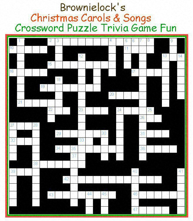 Brownielock's Christmas Carols &amp; Songs Crossword Puzzle