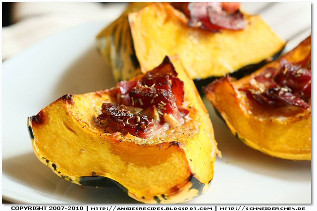 Baked Carnival Squash with Smoked Bacon and Rosemary