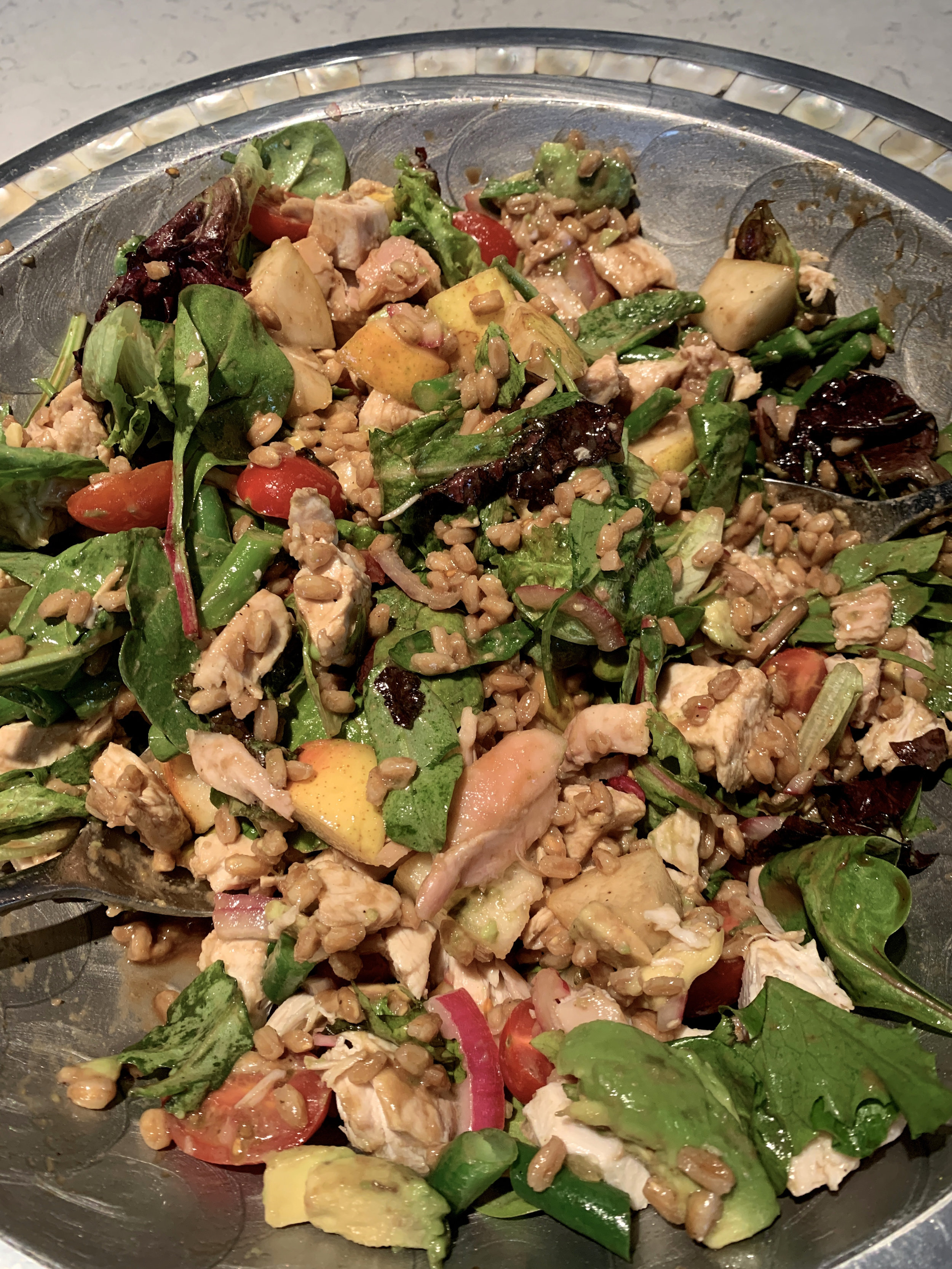 Chicken, Farro, and Vegetable Salad with Balsamic Vinaigrette