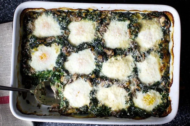 Baked Eggs with Spinach and&nbsp;Mushrooms