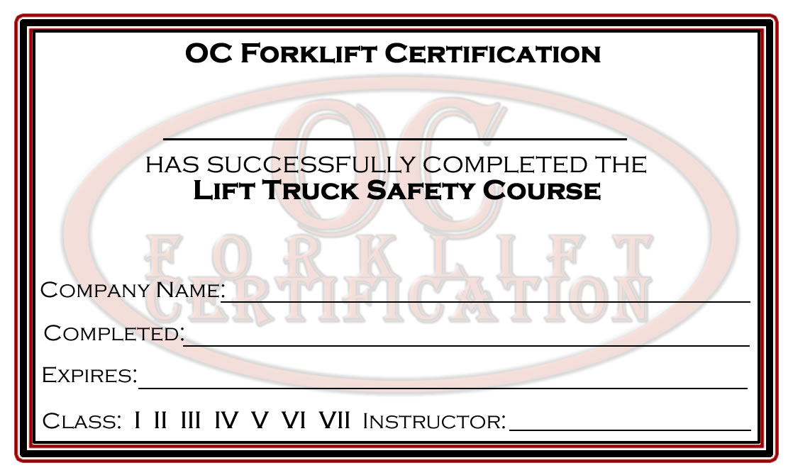 Oc Forklift Certification
