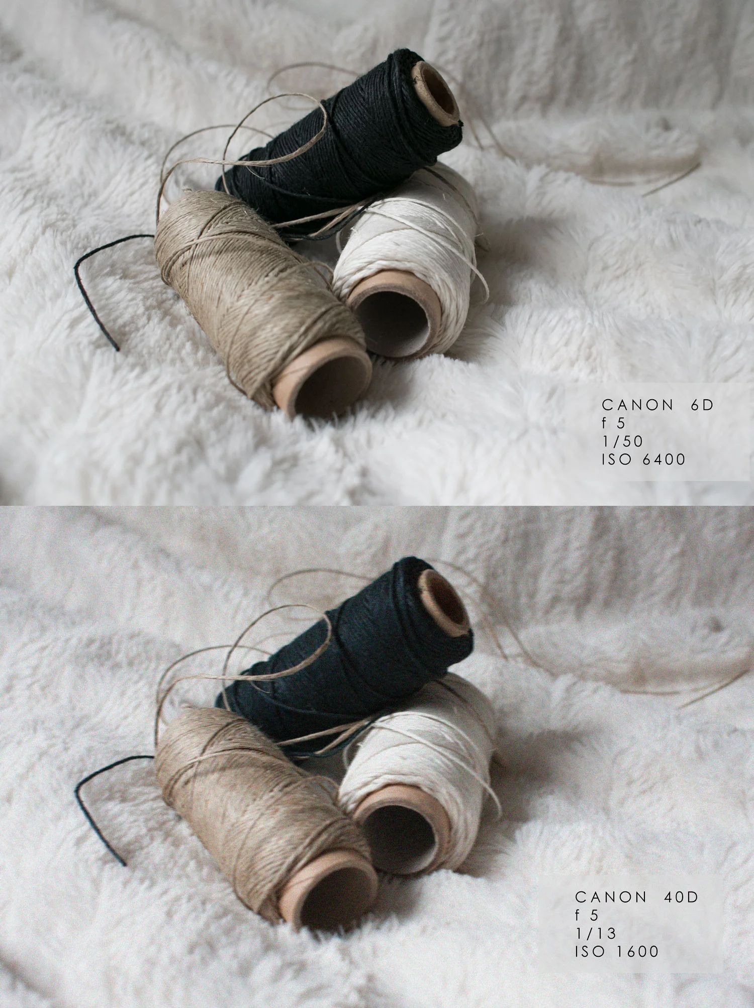 a tutaj jest zdjęcie które chciałam uzyskać (to u góry)dla 6D wyszło idealne:f5 - czyli taka głębia ostrości, aby prawie wszystkie sznurki były ostre, a nie tylko ich część, a cała reszta rozmazana.migawka - min. dla utrzymania aparatu w ręku, i aby…