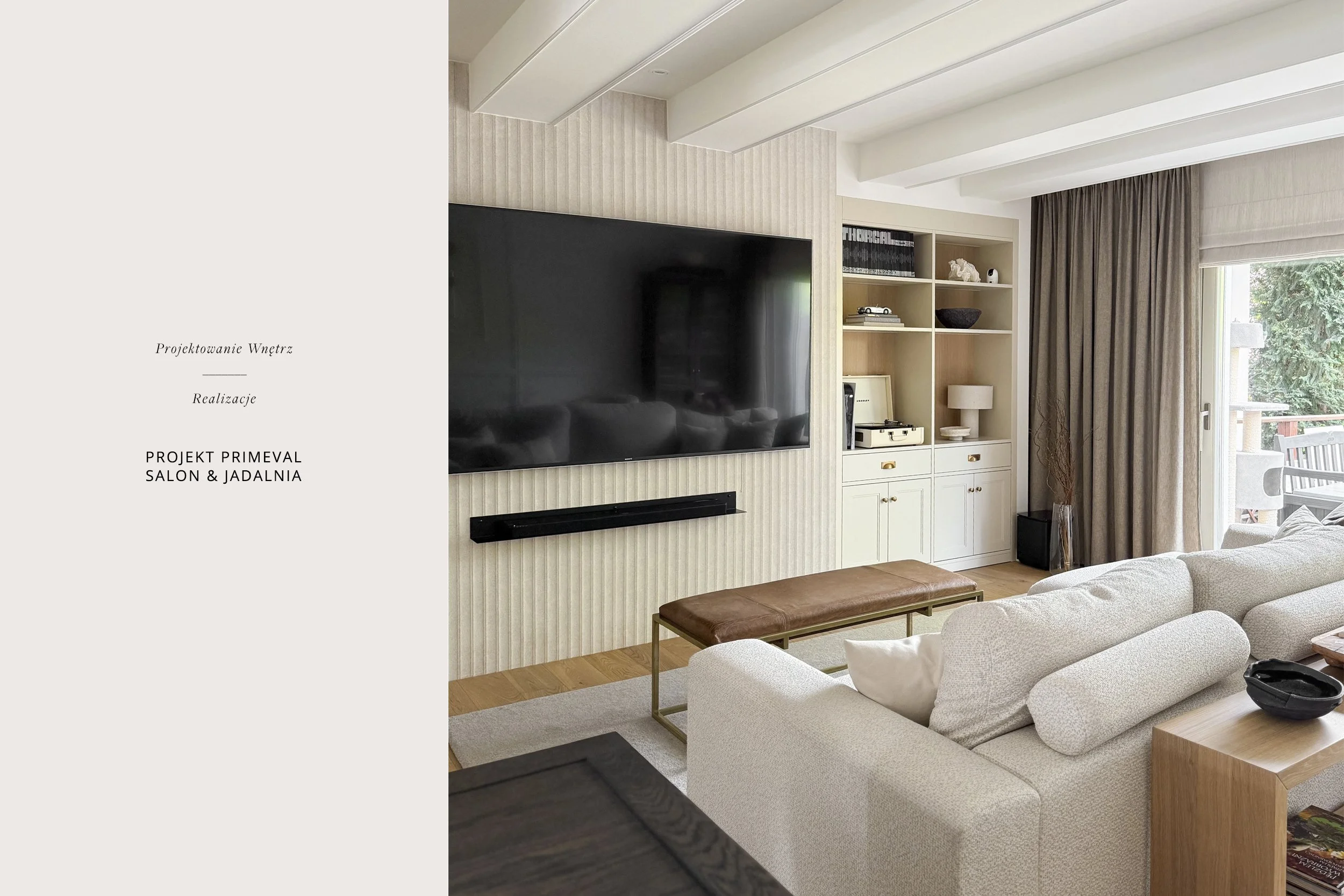 projekt PRIMEVAL - salon z jadalnią