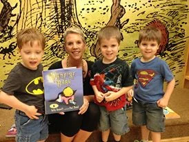 Angie and "Granny from Philly" brought the triplets, Jacob, Ryan & Kevin, by for Storytime (and Granny asked where I got my hair cut, but didn't think it was worth the trip to my Trini hairdresser, Helen...)