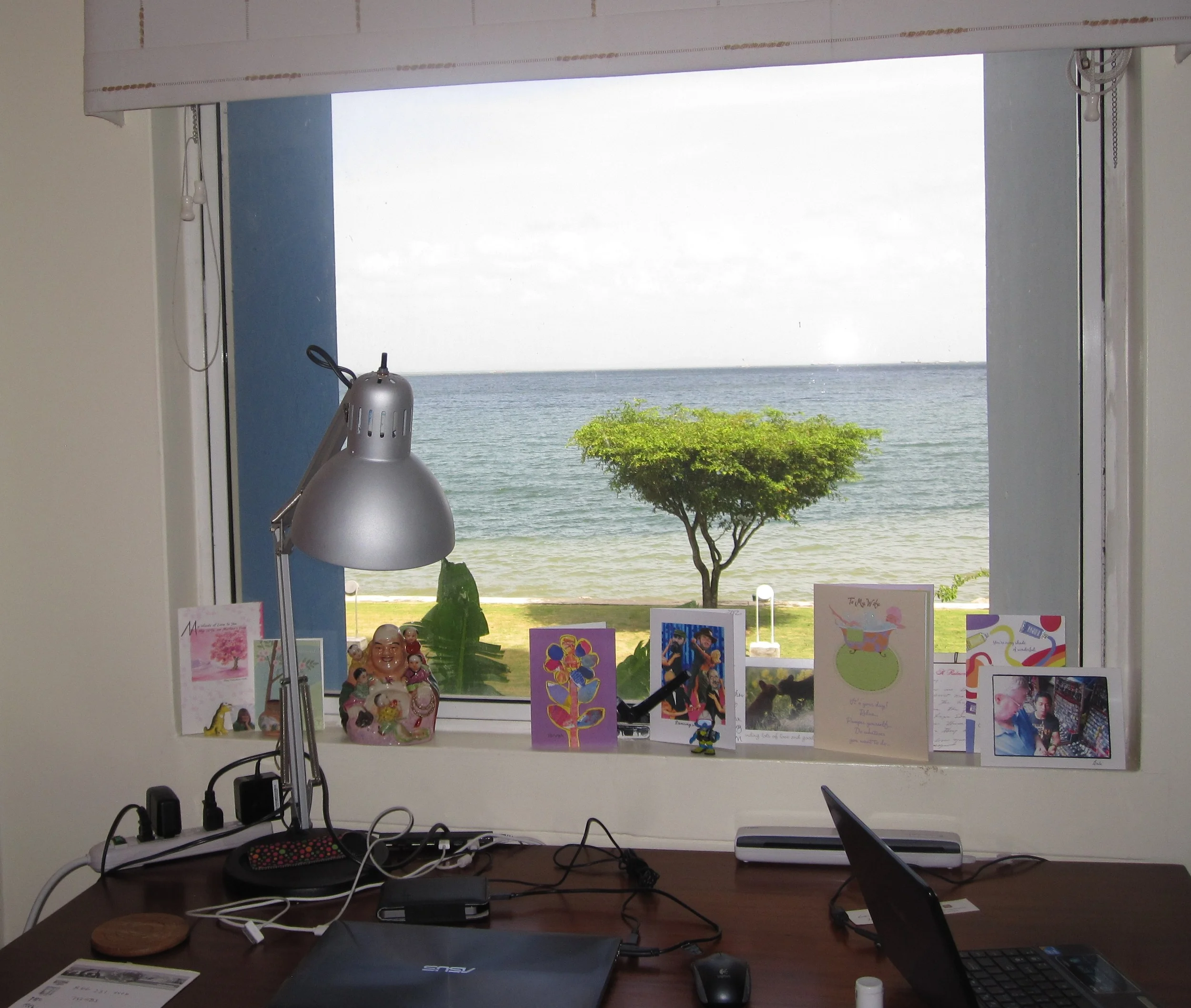 View from my desk in Trinidad, overlooking the Gulf of Paria