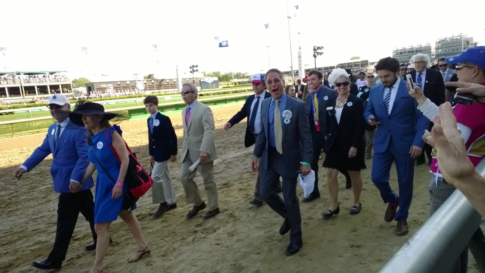 Tony Danza walking his horse, "Danza" to the starting gate. Danza ran 3rd in the Kentucky Derby (Tony Danza doens't own the horse, it's named after him.)