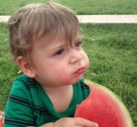 Bennett experienced the wonders of Indepencence day: Parades, fireworks & watermelon!