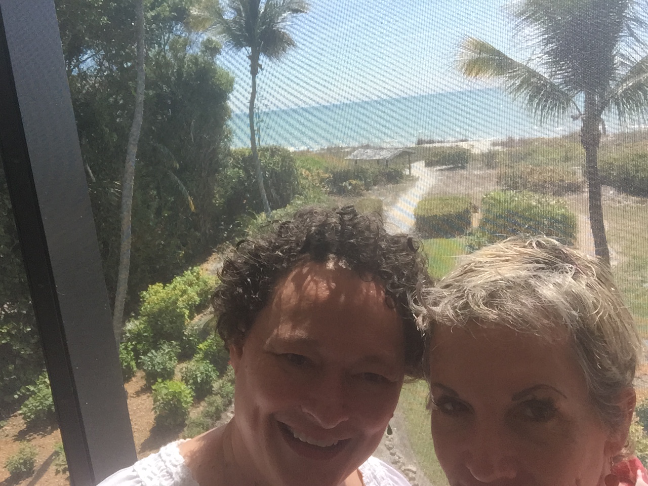 Marilyn and me my Ist morning on Sanibel, the view from "Beach Baby's" lanai. 