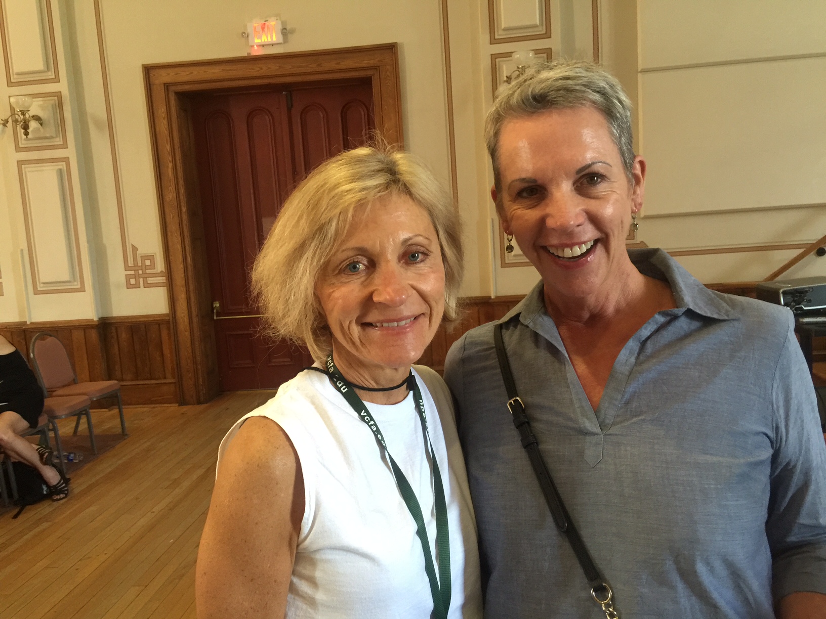 Marty and I at VCFA this summer, learning to...(you guessed it!)