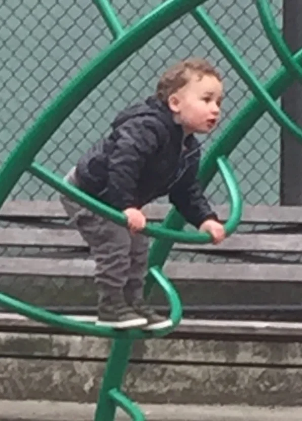 D. learning to climb "high-high!"