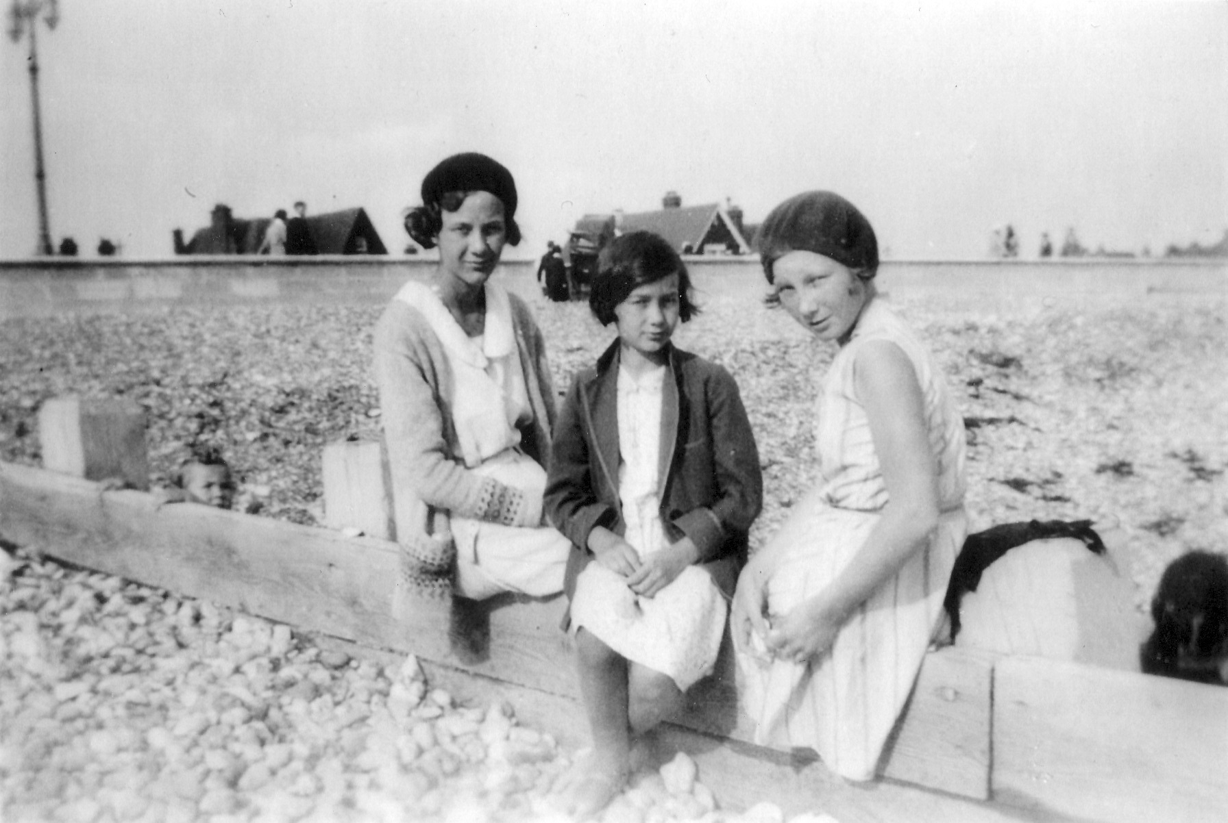Audrey (right) at the English seaside with her sisters Joan (left) and Tottie (centre), 1931