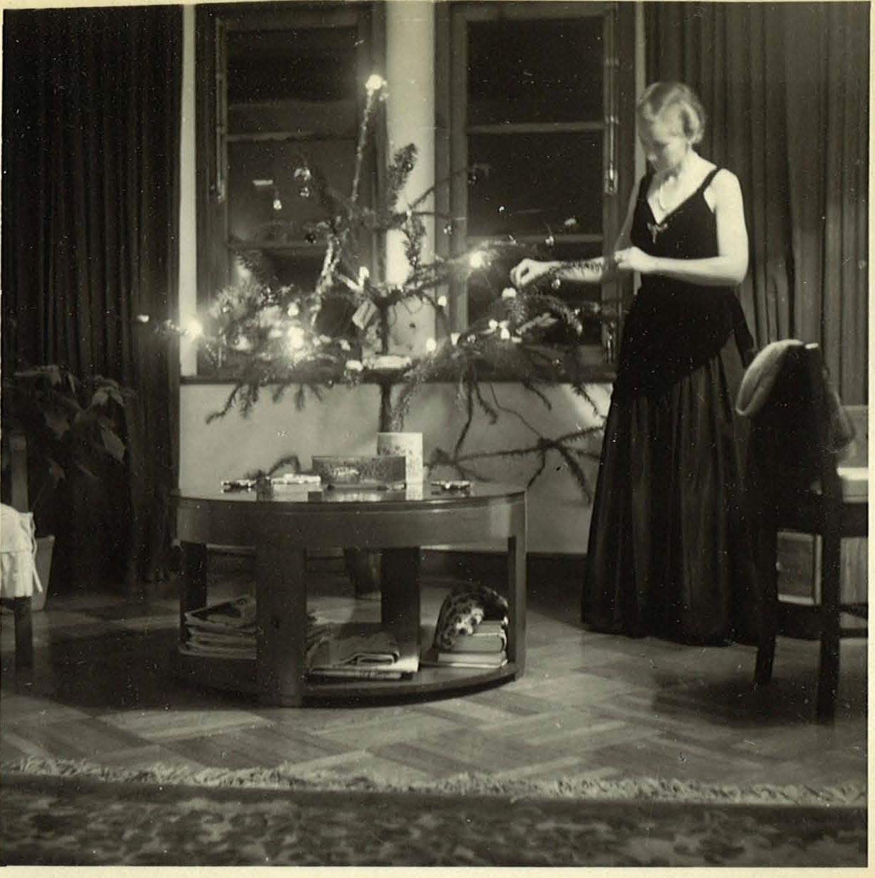 Audrey preparing for their final Christmas at Branksome Towers, 1950