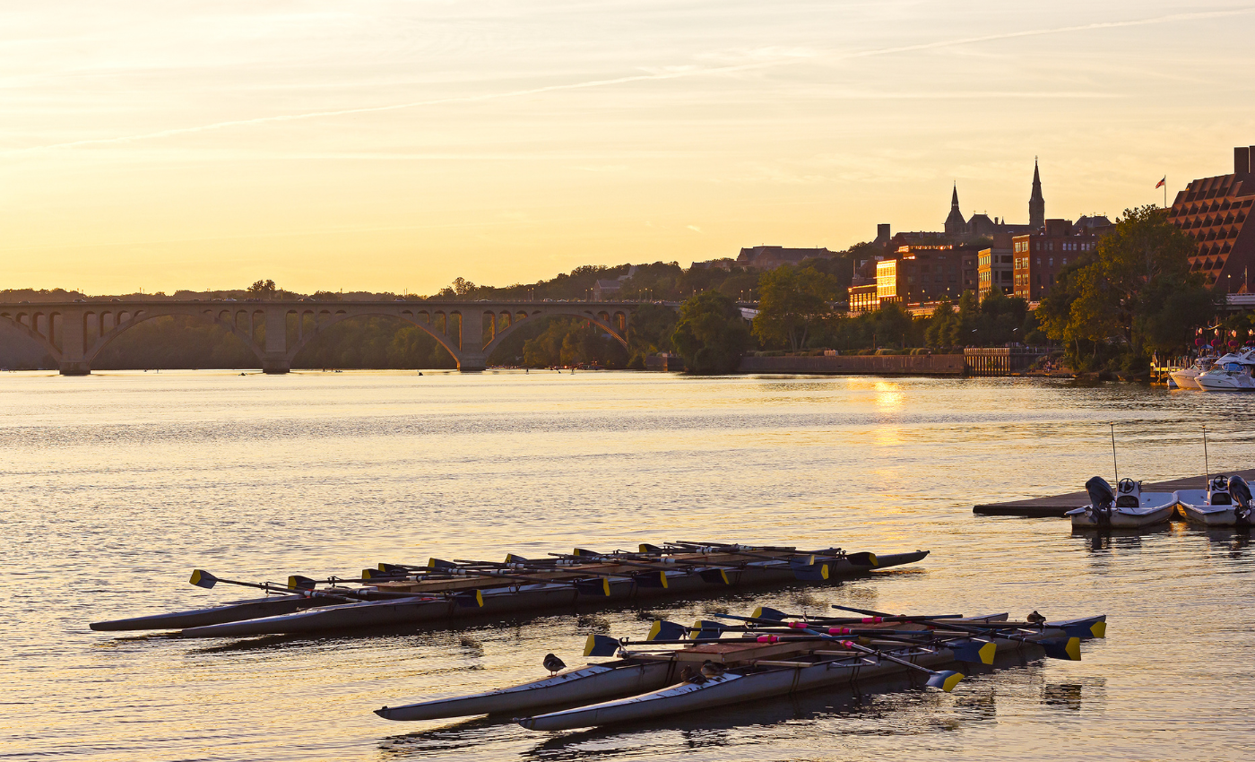 Potomac River near Georgetown waterfront at sunset