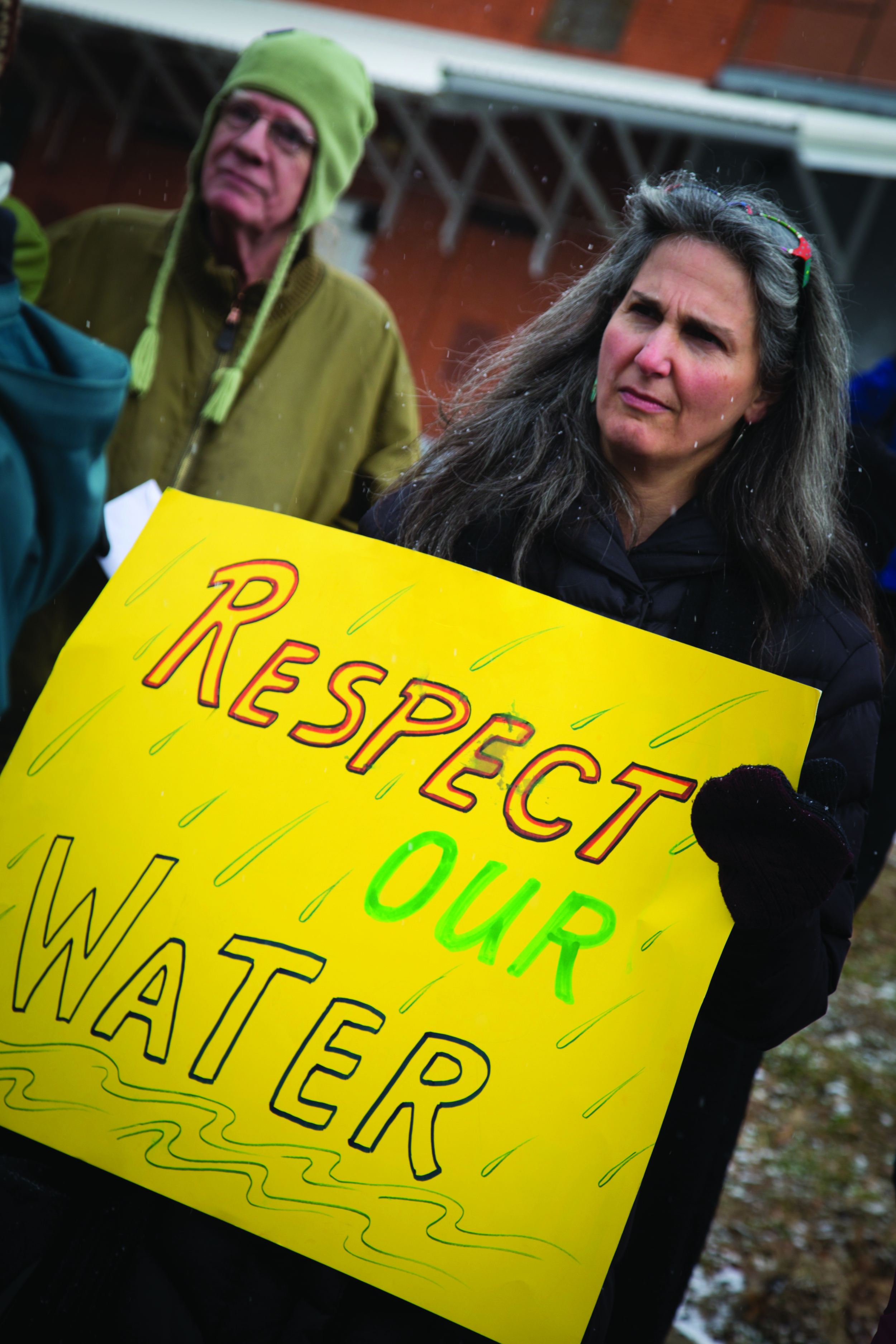  WV Rivers board member Nancy Ward at a clean water rally after the 2014 chemical leak. Photo by Rich Katz 