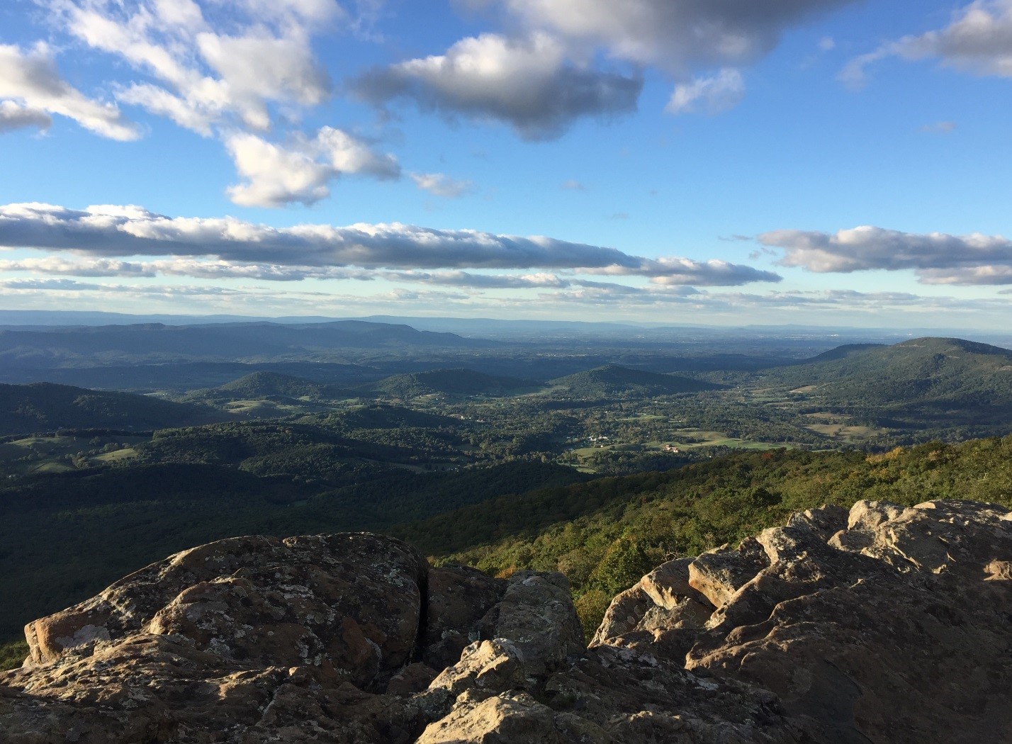 View into Shenandoah Valley from the Appalachian Trail in Shenandoah National Park.