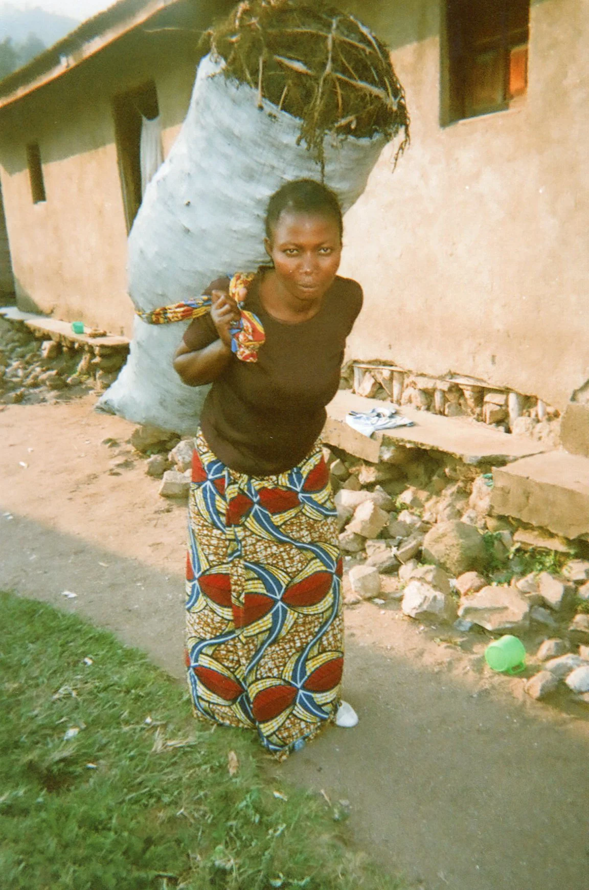 This picture shows how I carry a load of charcoal. 