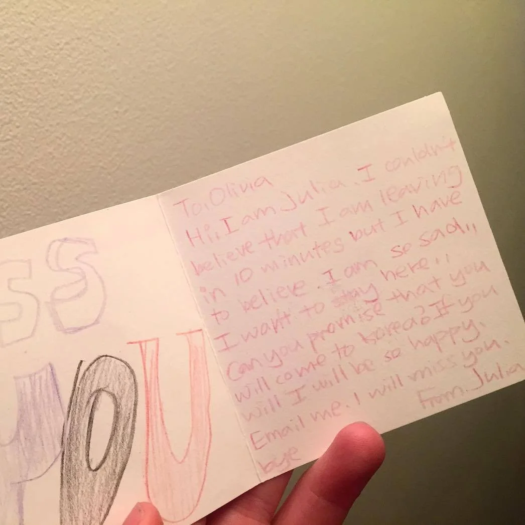 Julia's goodbye letter to olivia from 2008