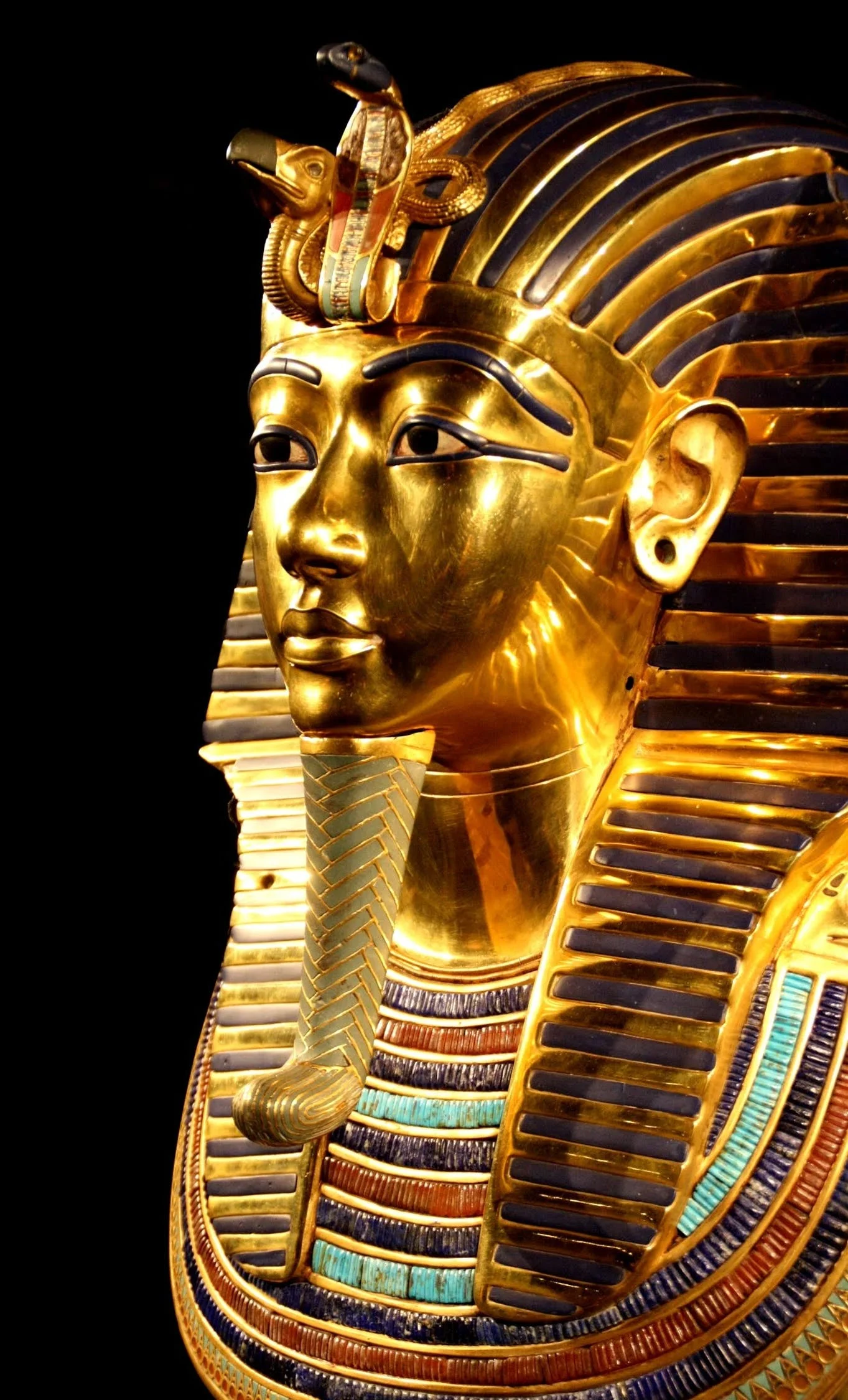 The death mask of King Tutankhamun, a prominent pharaoh.