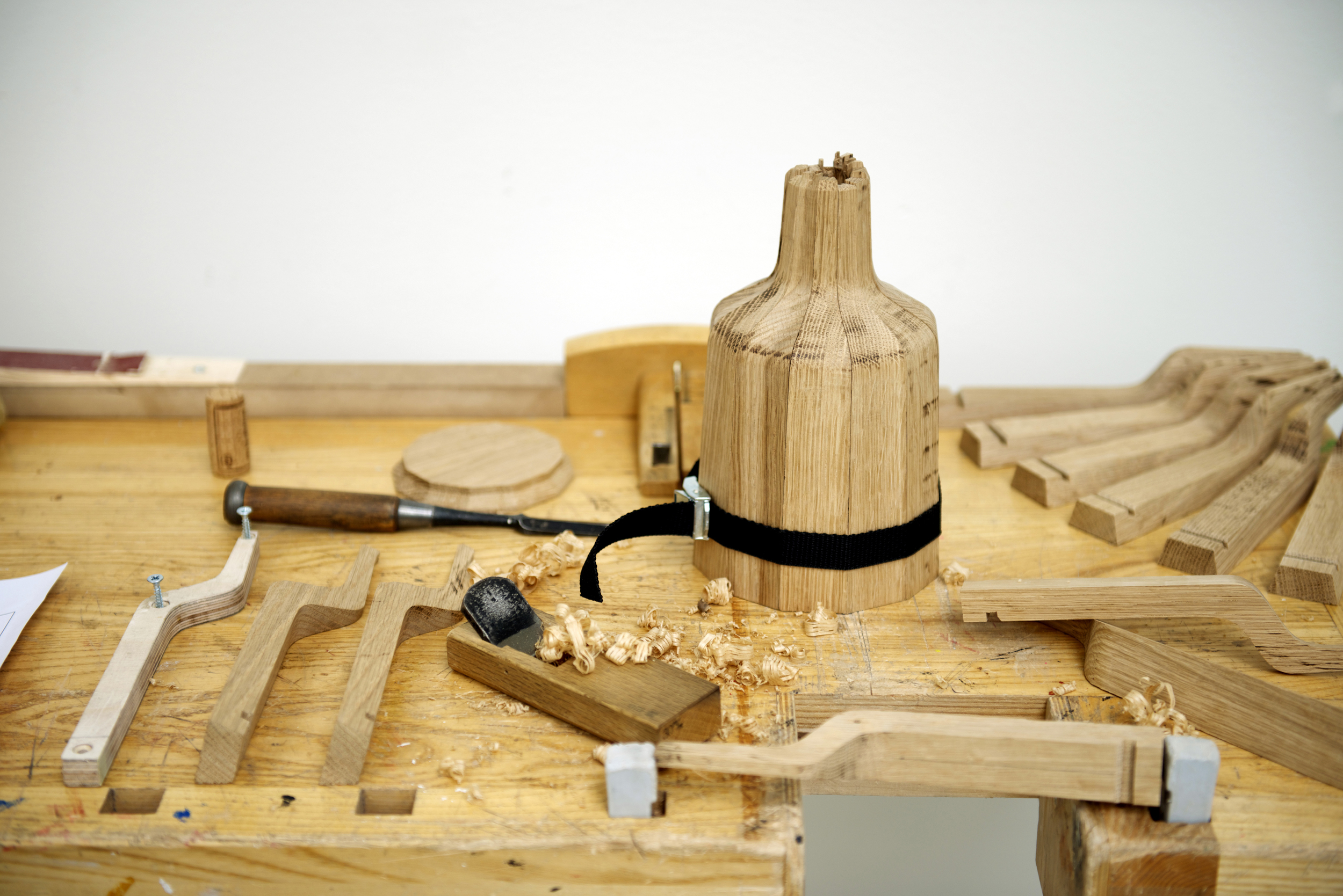 Innei by Prang Lerttaweewit, Hironori Tsukue & Mischa Billing - Wallpaper* Handmade 2013, Thailand. Spirits stop ageing after being bottled. This oak bottle rewards time that the spirit sits on the shelf. Due to surface:volume ratio, the bottle functions as time accelerator.