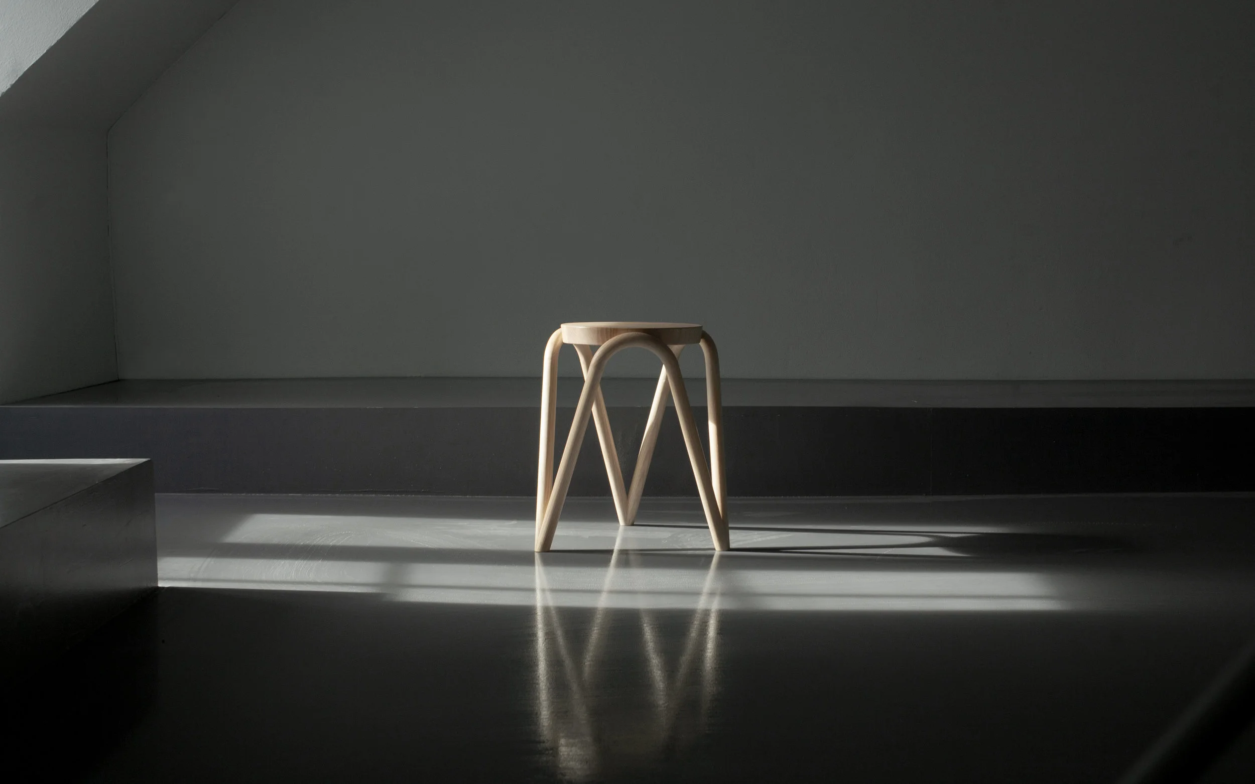 UN #101/256 The Vava Tabouret by Kristine Five Melvær  A stackable stool that combines classical elements in a new way. The name is inspired by the legs which moves up and down around the stool in a steady rhythm, giving the furniture its recognizab…