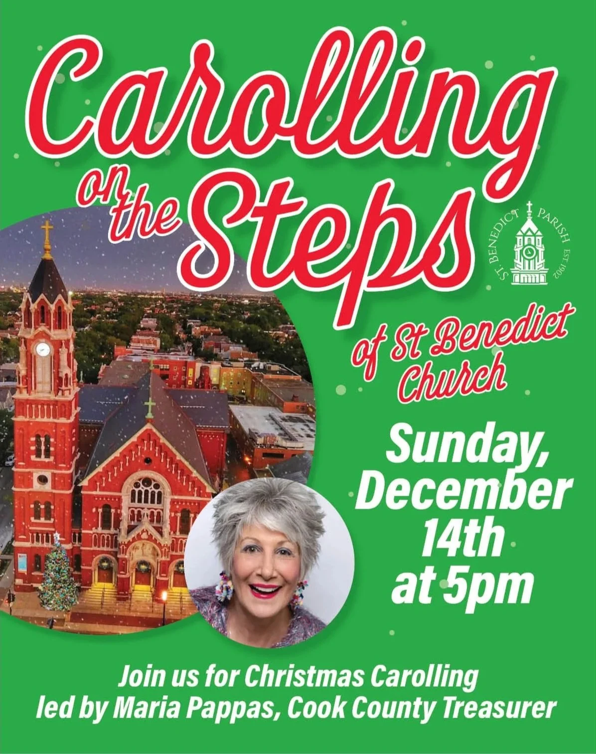Don't Miss Chicago's Largest Outdoor Christmas Sing-along on the Steps of St. Ben's Church!