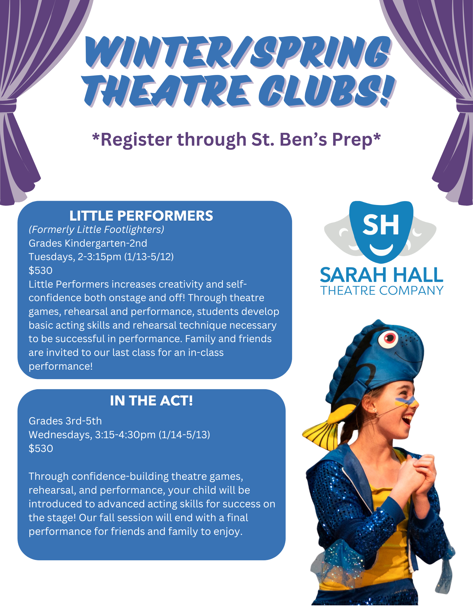 Register today for Theater Club Classes that Start Next Week 