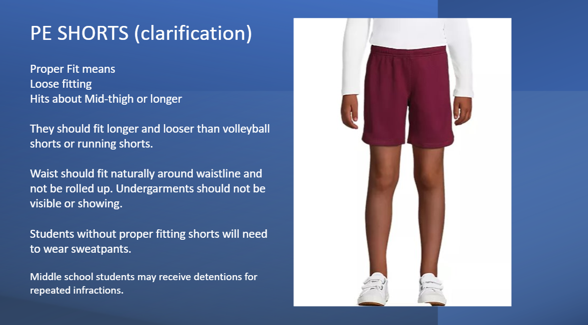 PE Uniform Bottoms Clarification