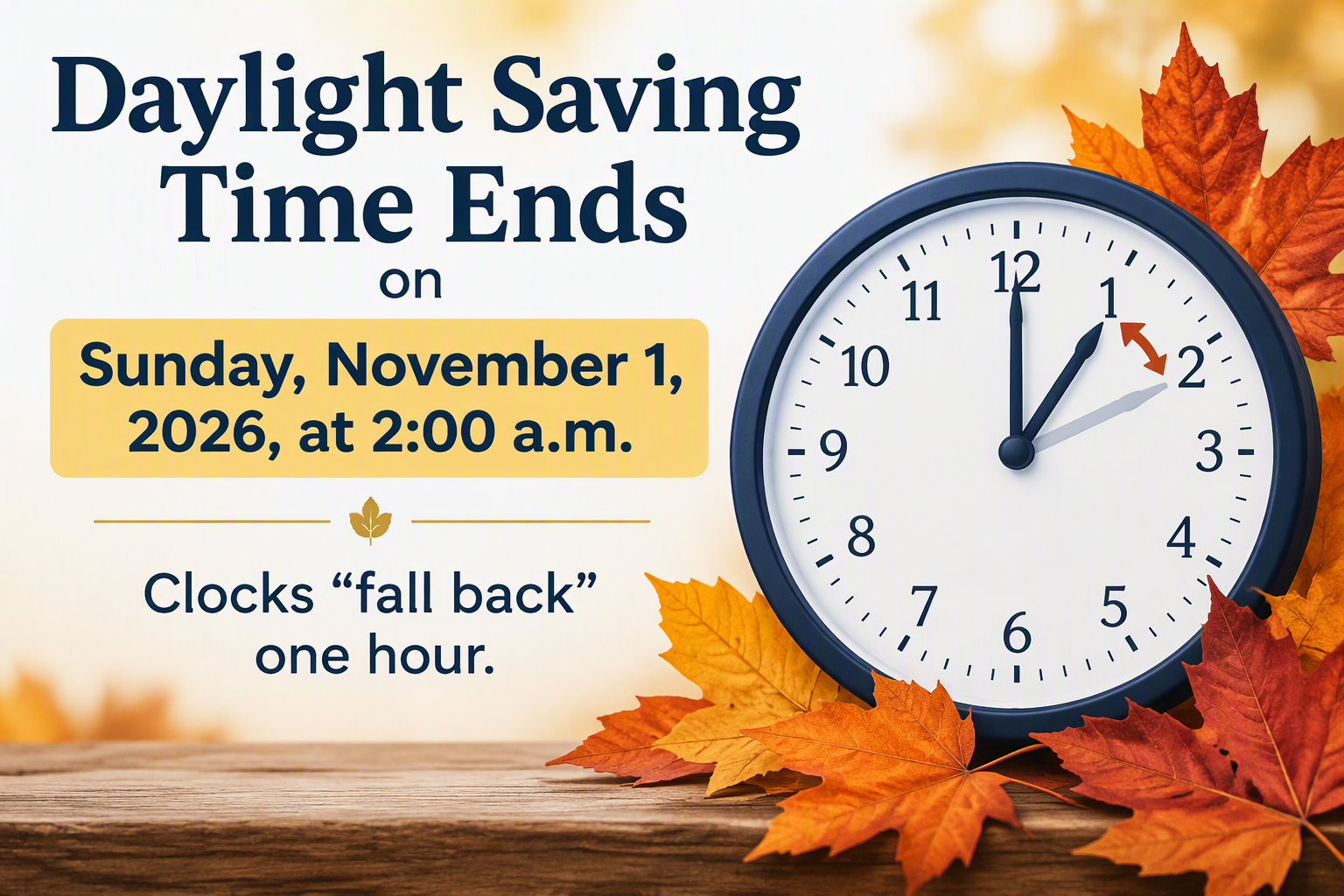 Daylight Saving Time Ends on 11.1.2026