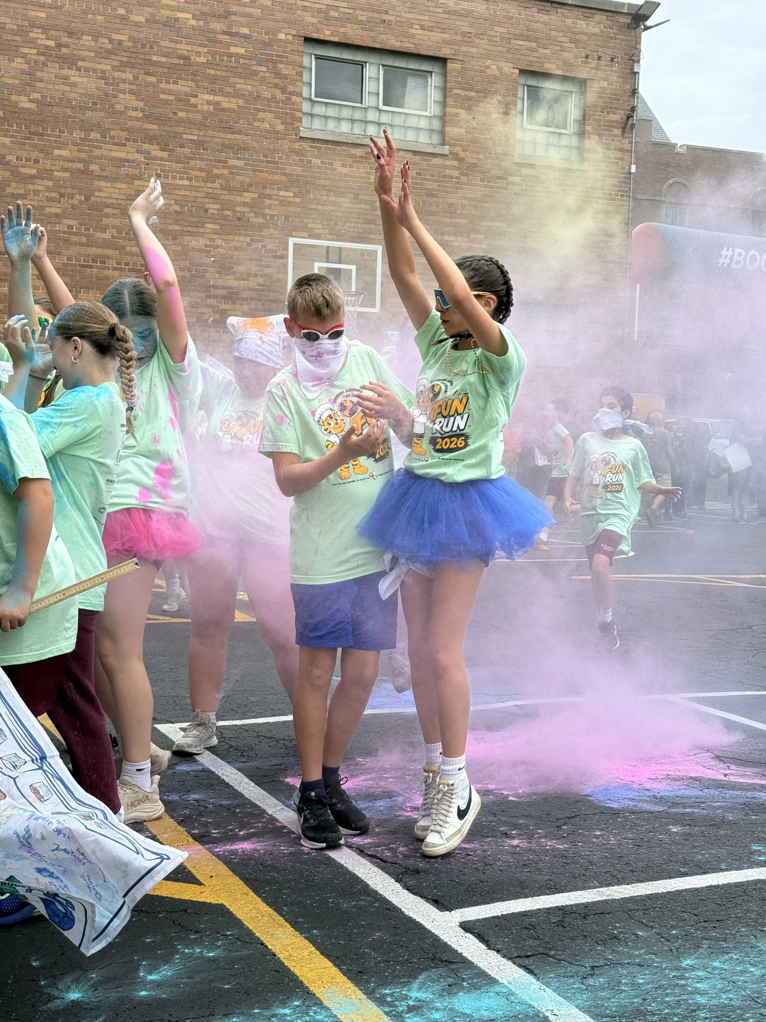 Middle school color run is a favorite event. 