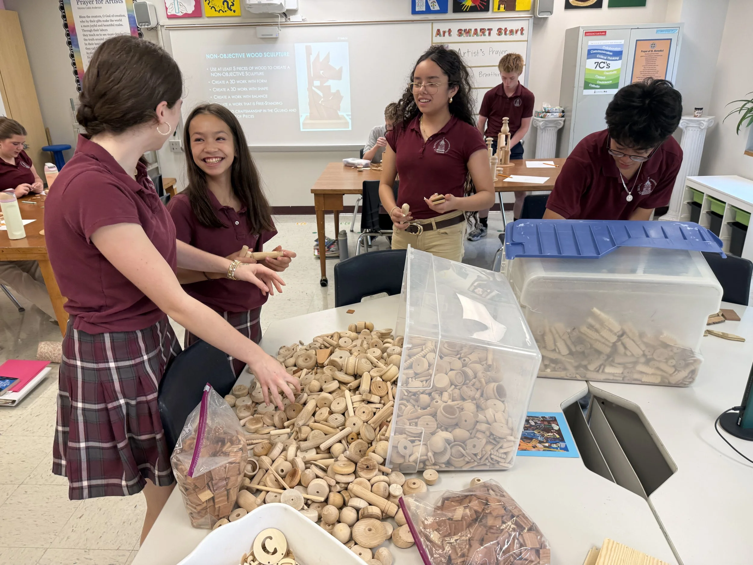 Middle school art is thinking creatively. 