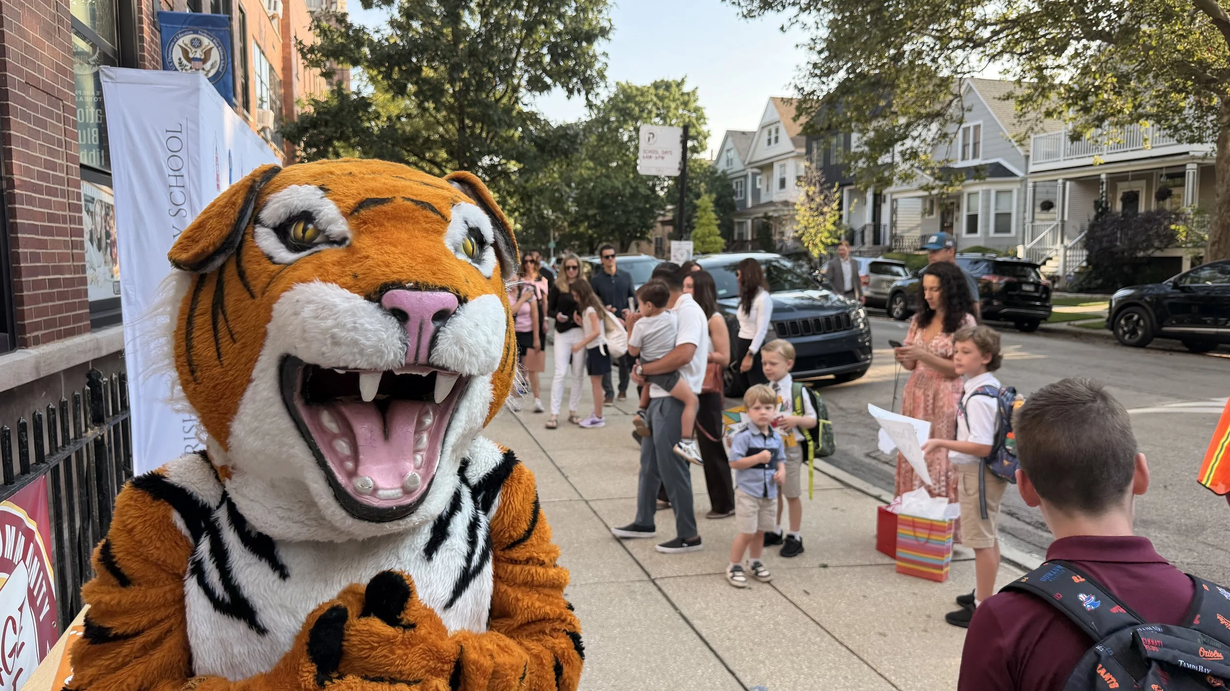 Benny welcomes our Bengals back to school.