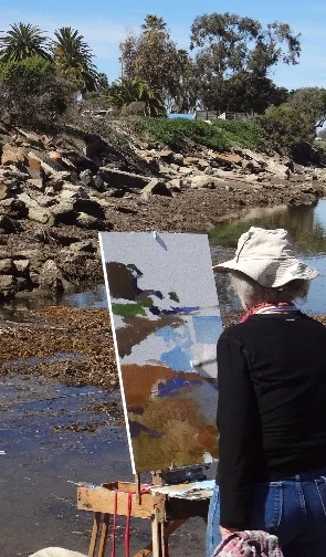 Covering the canvas.