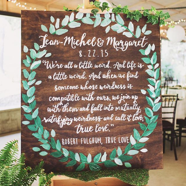 Such a wonderful weekend celebrating the marriage of dear friends! Loved making this custom, hand painted sign for #thedrsmongeau 🍃 #sandpiperandco