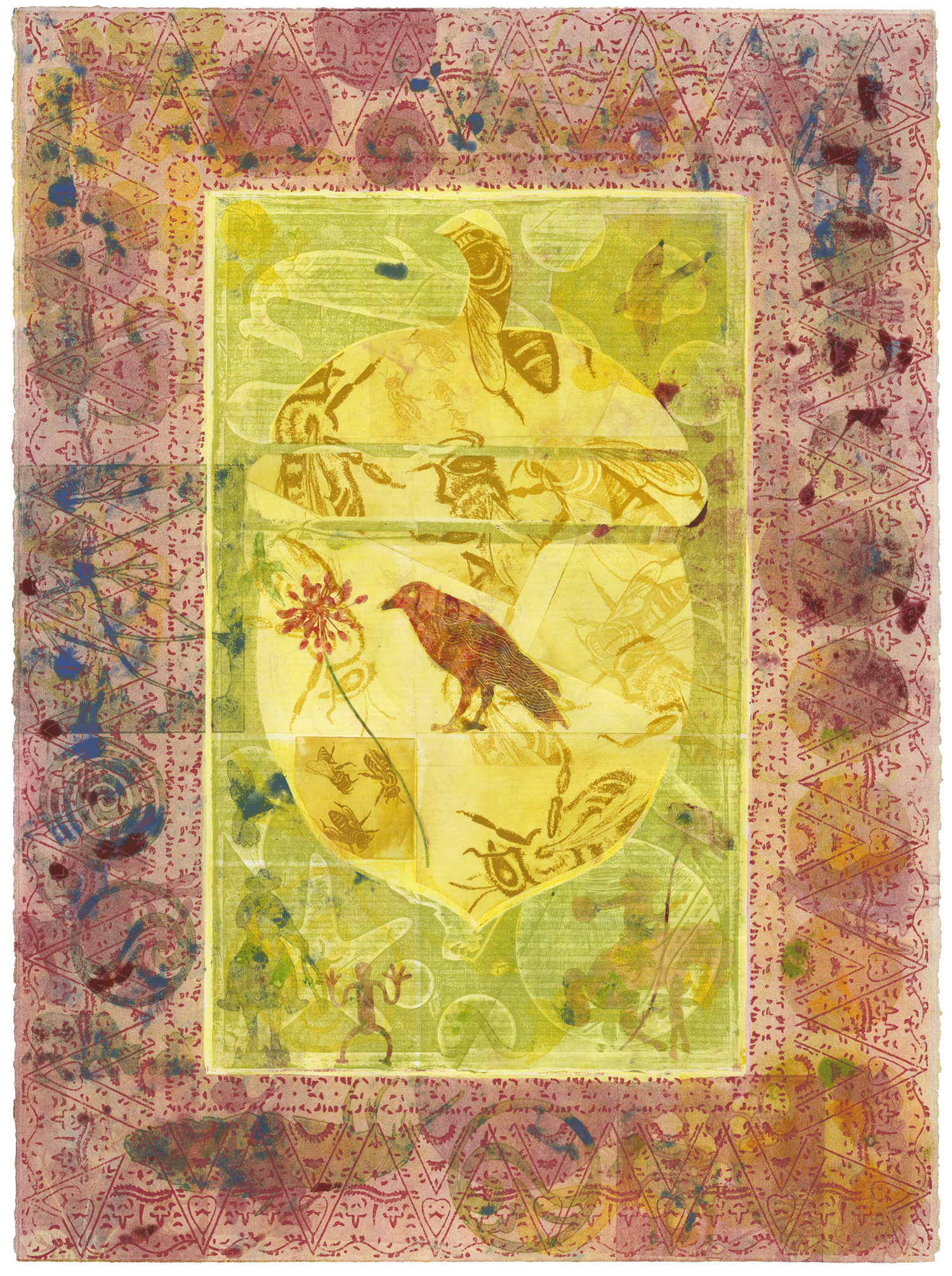 September's Crow, Monoprint, 22x30"