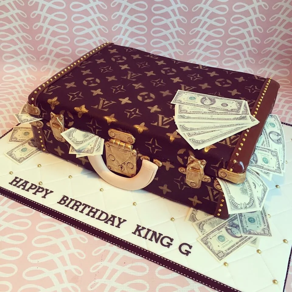  LV brief case cake with edible cash 