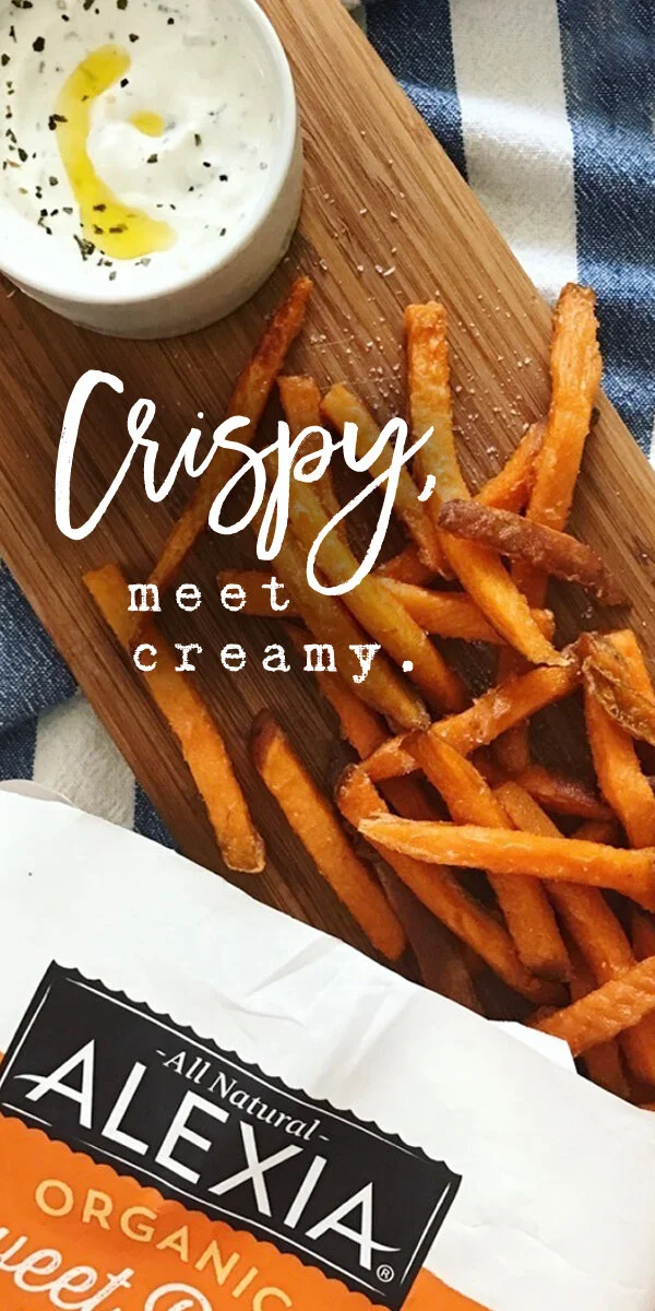  Try our all-natural Sweet Potato fries with a creamy aioli sauce for a luxurious take on your go-to snack. Photo courtesy of our friend The Whole Tara. Crunch into natural goodness. 