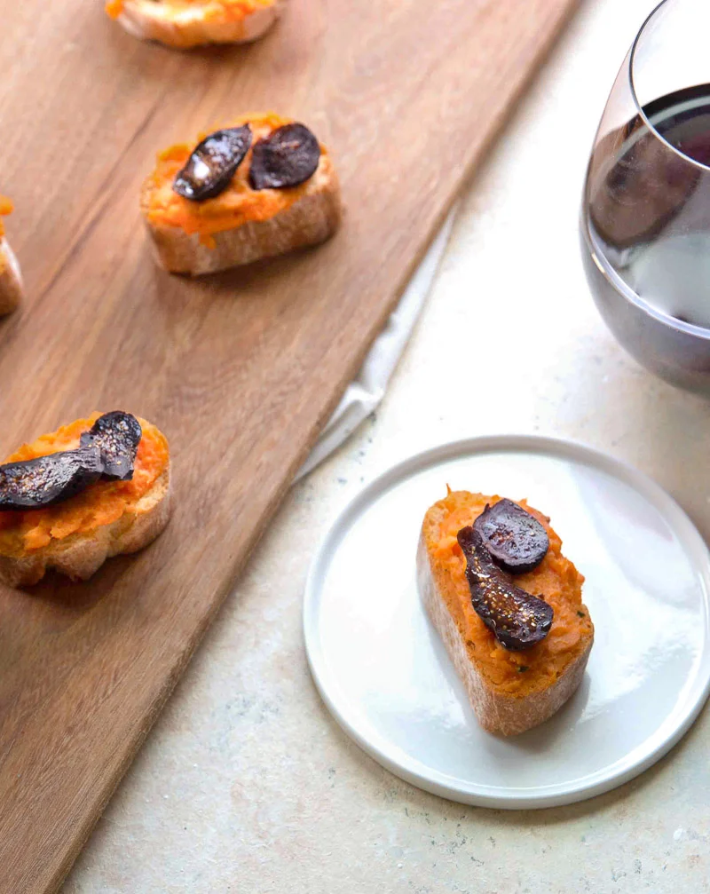 Sweetpotato Crostini with Red Wine California Figs