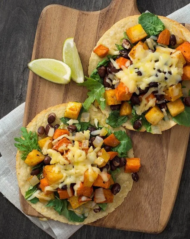 Sweetpotato, Kale, and Black Bean Tostadas