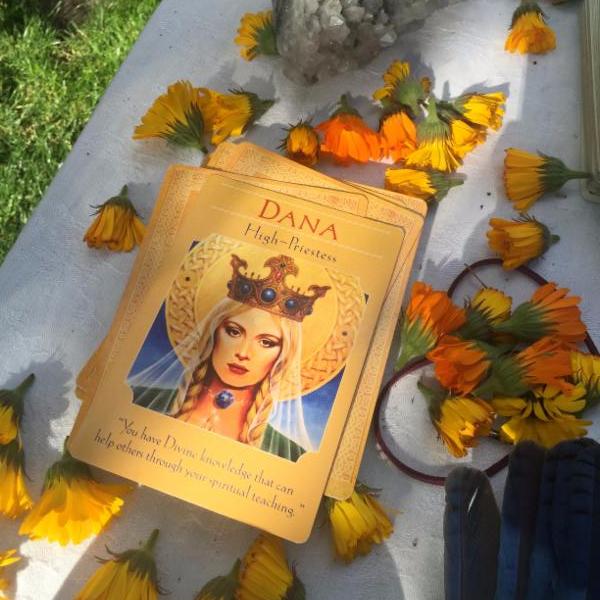 The Dana (High Priestess) card from Doreen Virtues Goddess deck
