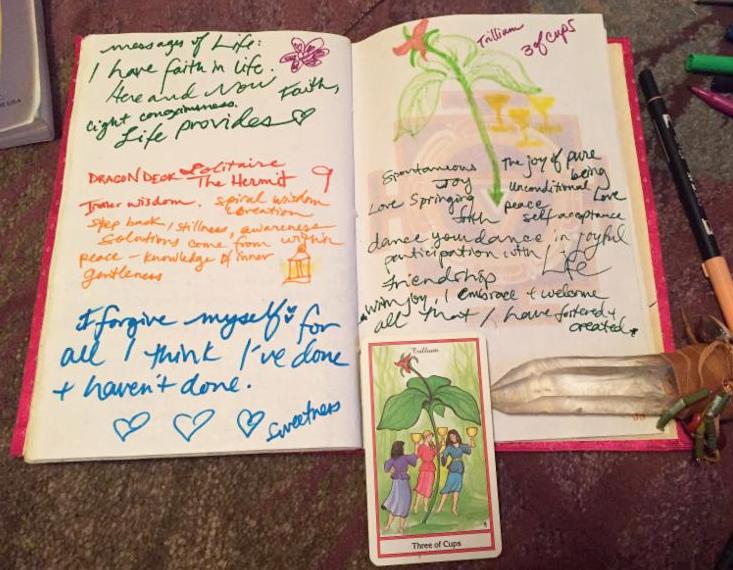 The 3 of cups from Michael Tierra's Herbal Tarot