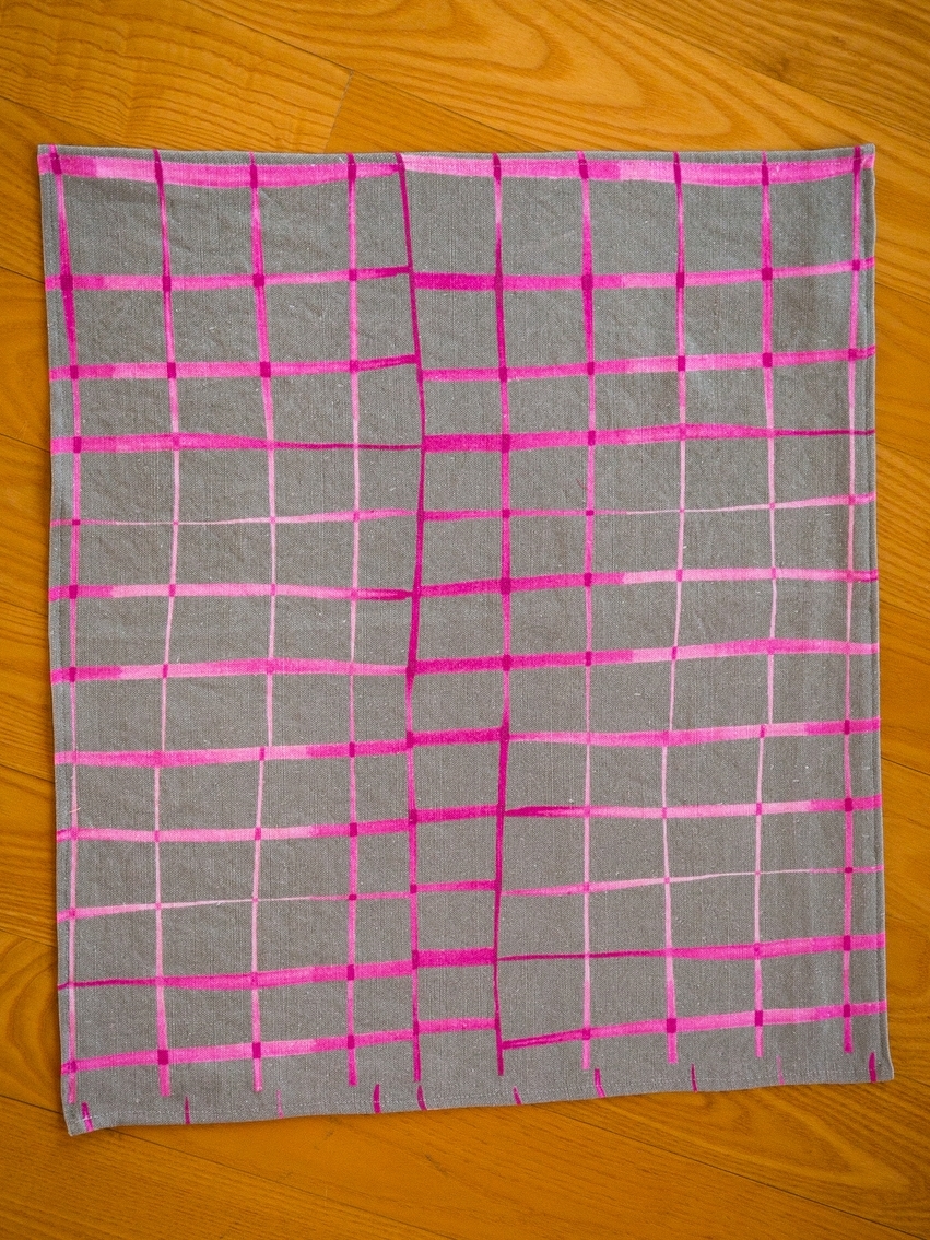 PINK PLAID ON GREY