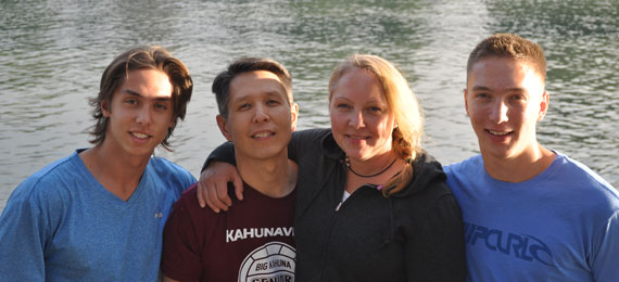 Nathan (Trinity Western University), Randy and I, Zac (Macewan University) *Also, I'm standing on a two-foot post and hanging onto Randy in order to be tall enough for our heads to be in the same line! :) 