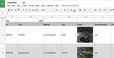The goal, a basic spreadsheet with images in cells.