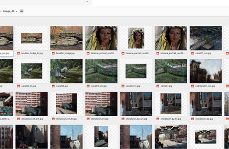 A Google Drive folder full of images and auto-generated thumbnails