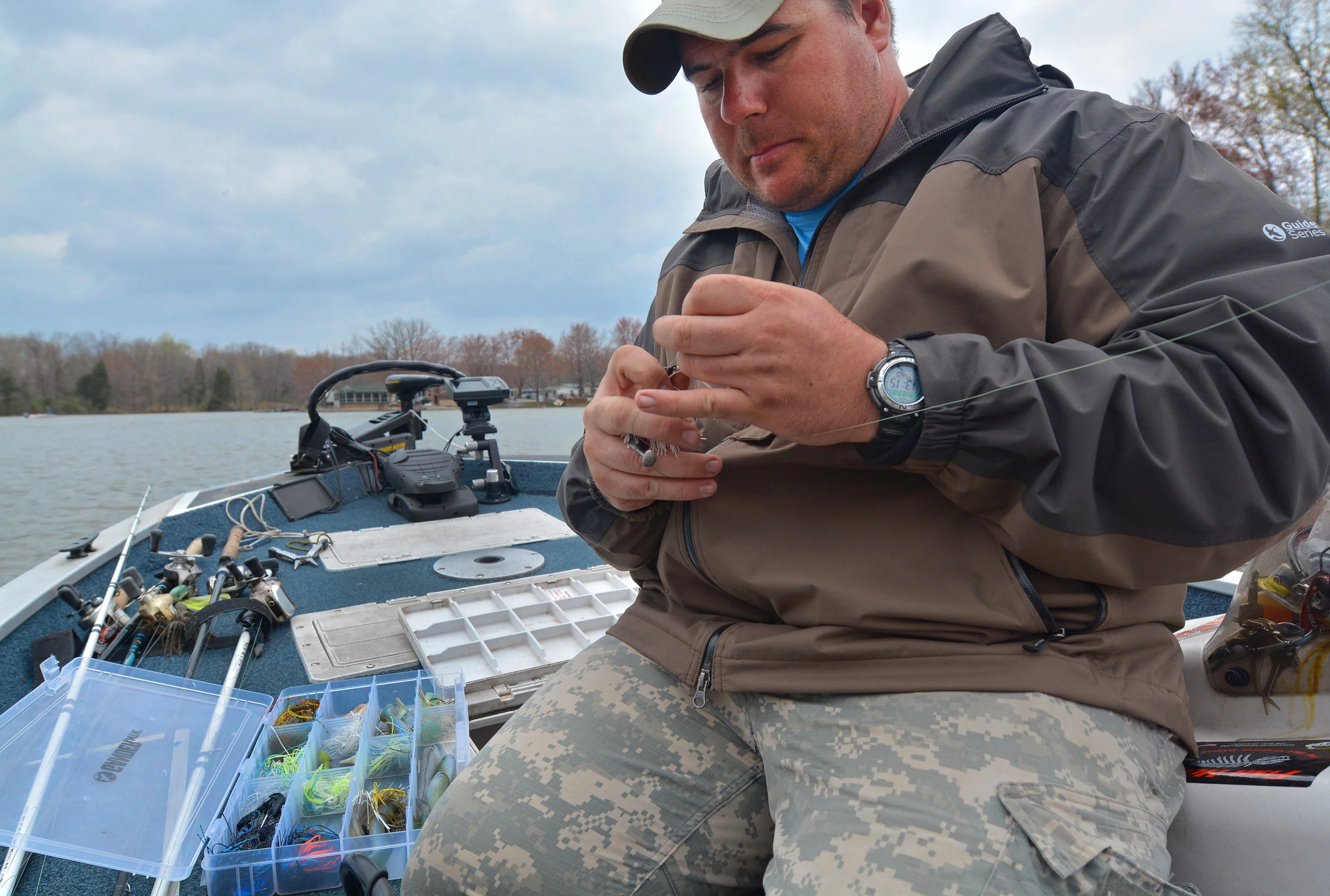 Aaron Connor, of Murphysboro, Ill., fishes during the fifth-annual Saluki Bassers Veterans Appreciation Fishing Tournament on April 13 at Lake of Egypt in Marion, Ill.