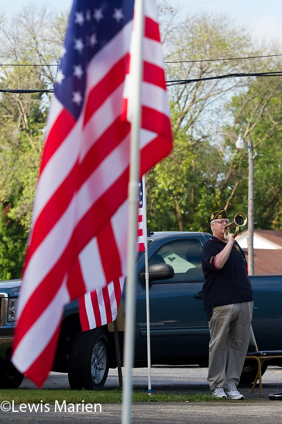 Galesburg VFW Post 2257 Quartermaster Dan Jacobs plays "Taps" during the post's annual remembrance of the 9/11 attacks on Sept. 11. The ceremony included a reading of names of local men that died in the War on Terror, a 21 gun salute and the display of a U.S. flag that flew over Afghanistan.