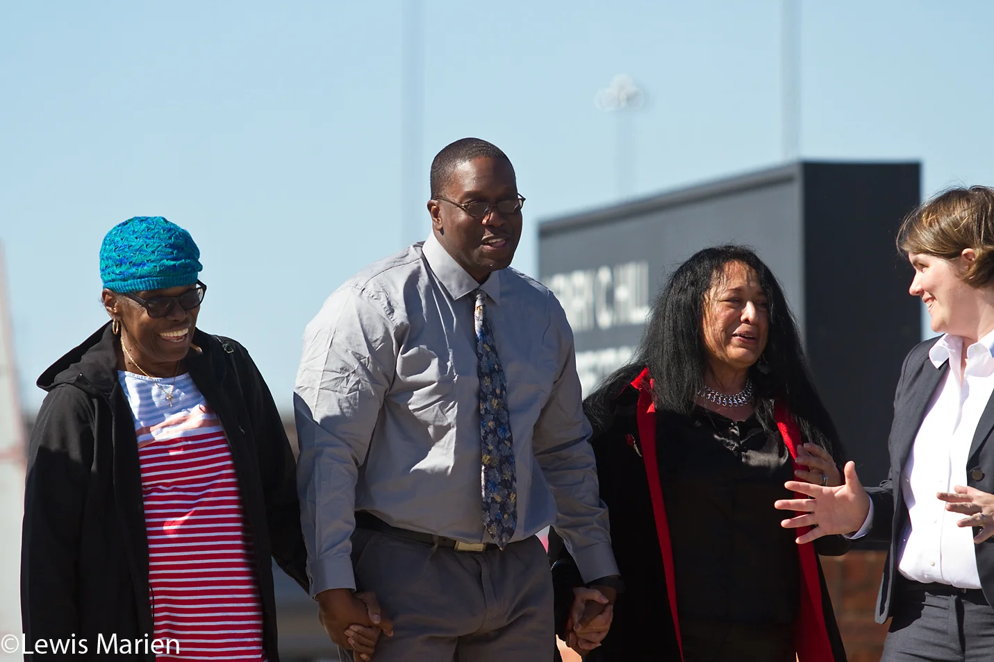 Shawn Whirl, center, walks out of the Henry C. Hill Correctional Center in Galesburg, Ill., with his mother Erma to his left, his fiancée Gloria Castaneda to his right and attorney Tara Thompson, far right, on Wednesday, Oct. 14, 2015. In 1990, Whirl was tortured by a Chicago detective working under disgraced former Chicago police commander Jon Burge. He was tortured until he confessed for the robbery and murder of a Chicago cabdriver, and in 1991 he was sentenced to 60 years in prison. However, in August 2015 his murder conviction was overturned by a unanimous appellate court and Whirl was cleared of all charges on Oct. 13, 2015.