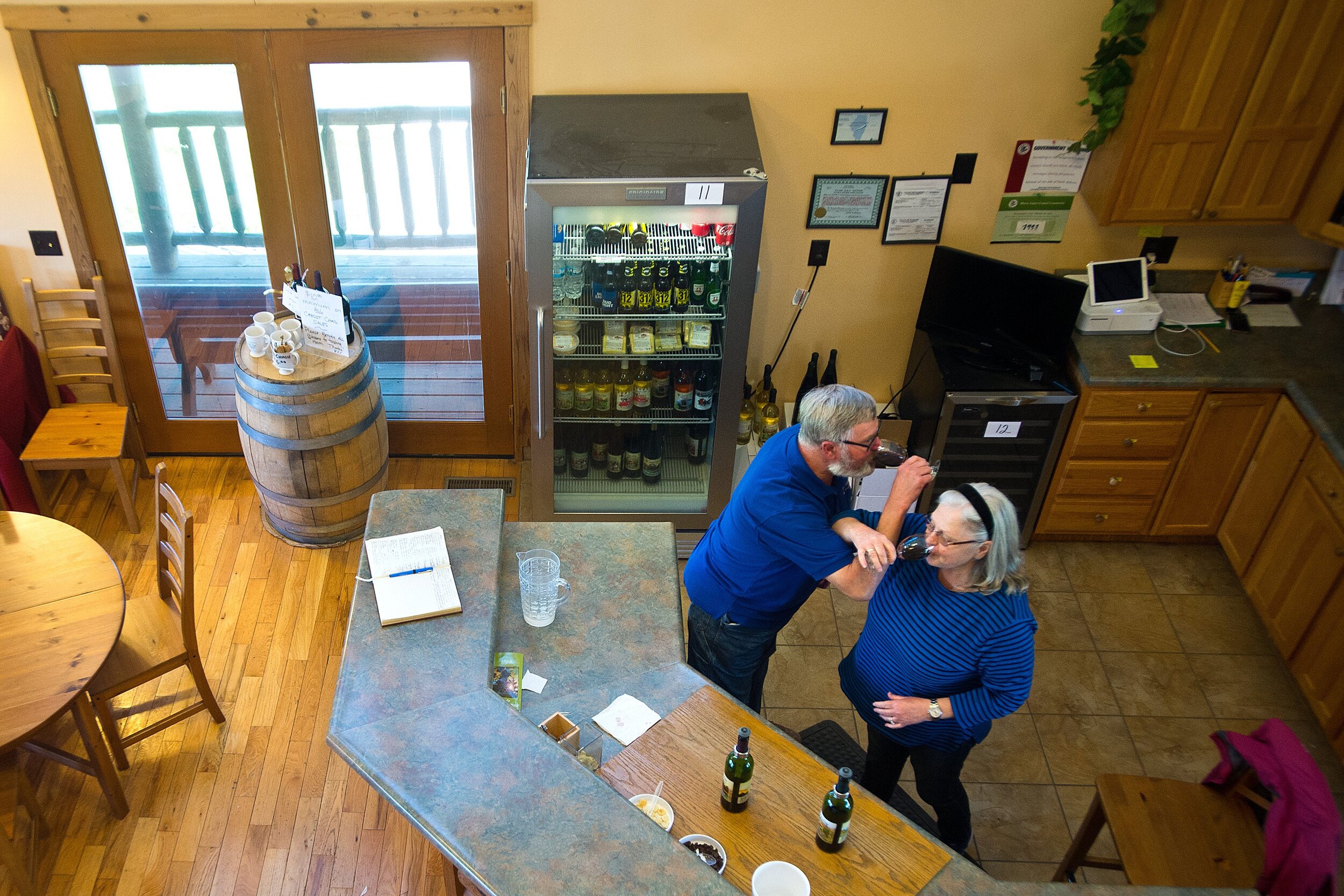  Rudi and Mary Hofmann enjoy a toast Friday, April 26, 2019, at Sunset Lake Vineyards &amp; Winery in rural Carlock, Illinois. The couple is retiring, but would like nothing more than someone taking over the winery operation that opened as White Oak 