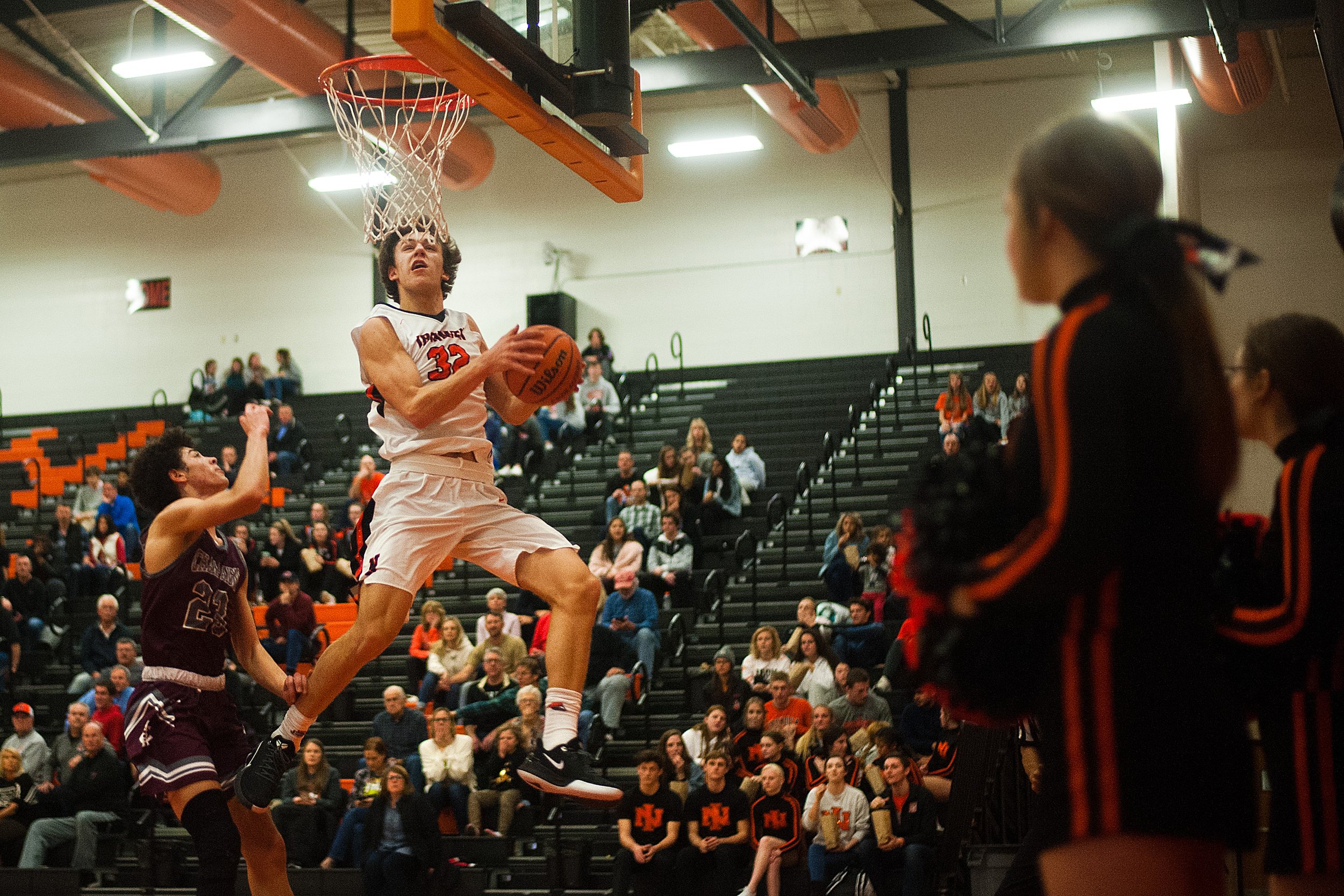  Normal Community High School’s Zach Cleveland goes coast-to-coast on a layup during a boys basketball game against Champaign Central High School on Friday, Dec. 13, 2019, in Normal, Illinois. NCHS won, 60-52. 