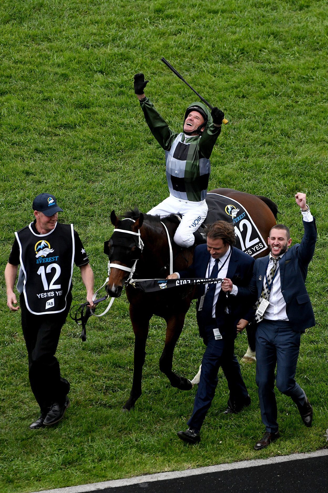  Jockey Glen Boss returns to scale after riding Yes Yes Yes to victory in race 7, The TAB Everest, during The TAB Everest race day at Royal Randwick Racecourse in Sydney, Saturday, October 19, 2019. (AAP Image) 